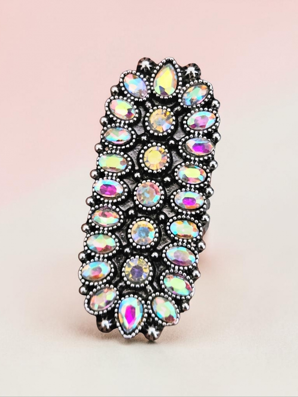 AURORA BOREALIS STATEMENT RING ADJUSTABLE SIZE 7 - 9